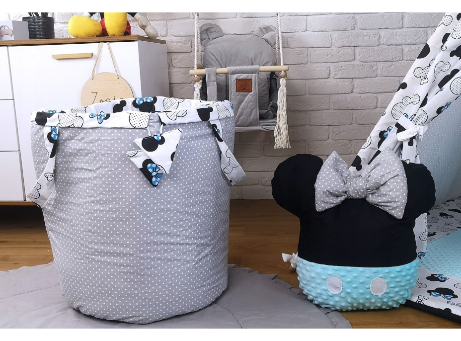 Dětský stan TEEPEE (TÝPÍ) EXCLUSIVE s doplňky - MYŠKA MINNIE - modrý