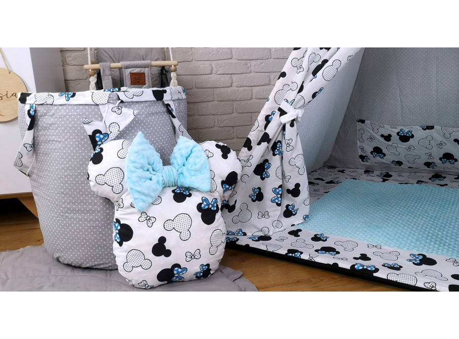 Dětský stan TEEPEE (TÝPÍ) EXCLUSIVE s doplňky - MYŠKA MINNIE - modrý