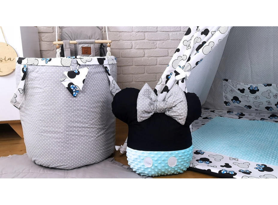 Dětský stan TEEPEE (TÝPÍ) EXCLUSIVE s doplňky - MYŠKA MINNIE - modrý
