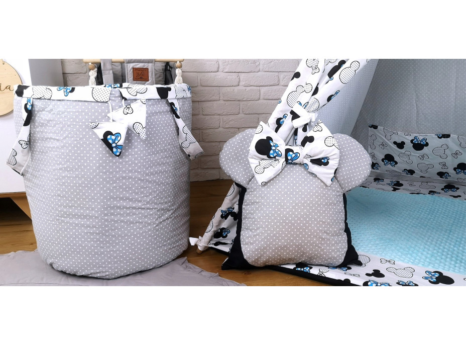 Dětský stan TEEPEE (TÝPÍ) EXCLUSIVE s doplňky - MYŠKA MINNIE - modrý