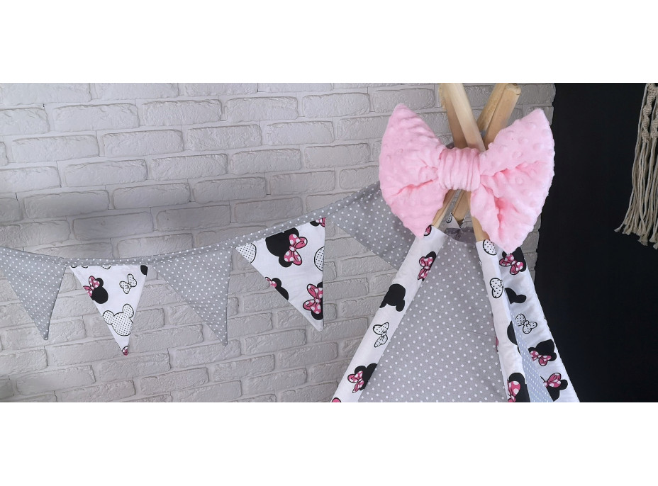 Dětský stan TEEPEE (TÝPÍ) EXCLUSIVE s doplňky - MYŠKA MINNIE - růžový