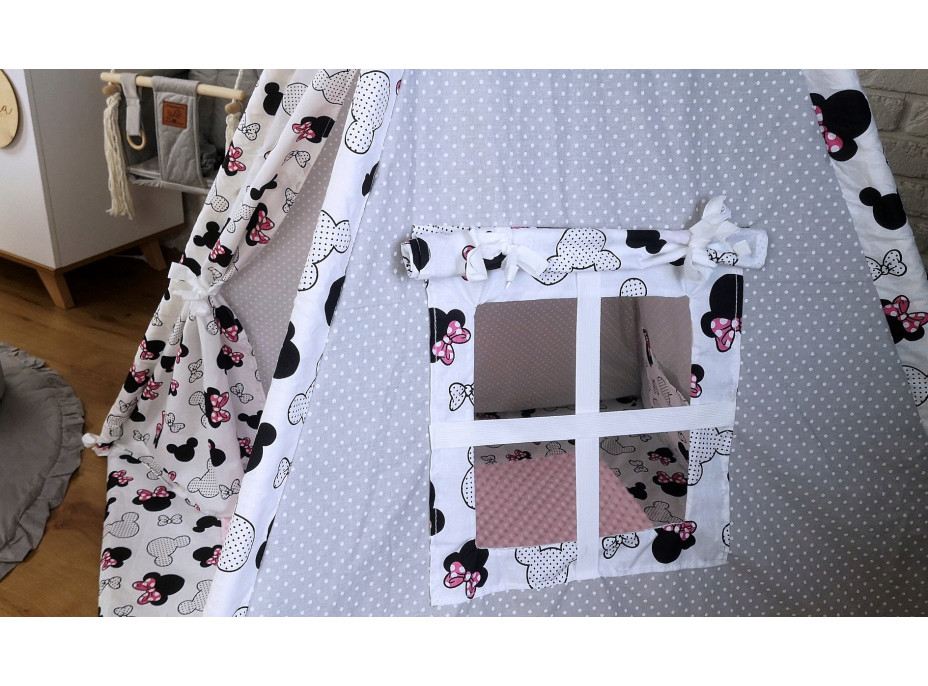 Dětský stan TEEPEE (TÝPÍ) EXCLUSIVE s doplňky - MYŠKA MINNIE - růžový
