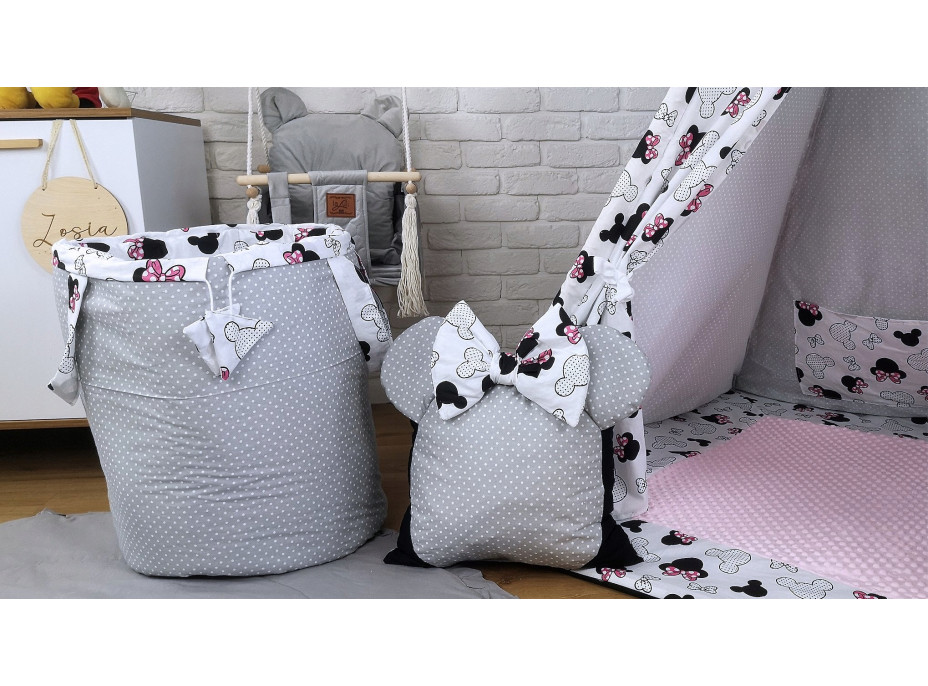 Dětský koš na hračky MYŠKA MINNIE - růžový