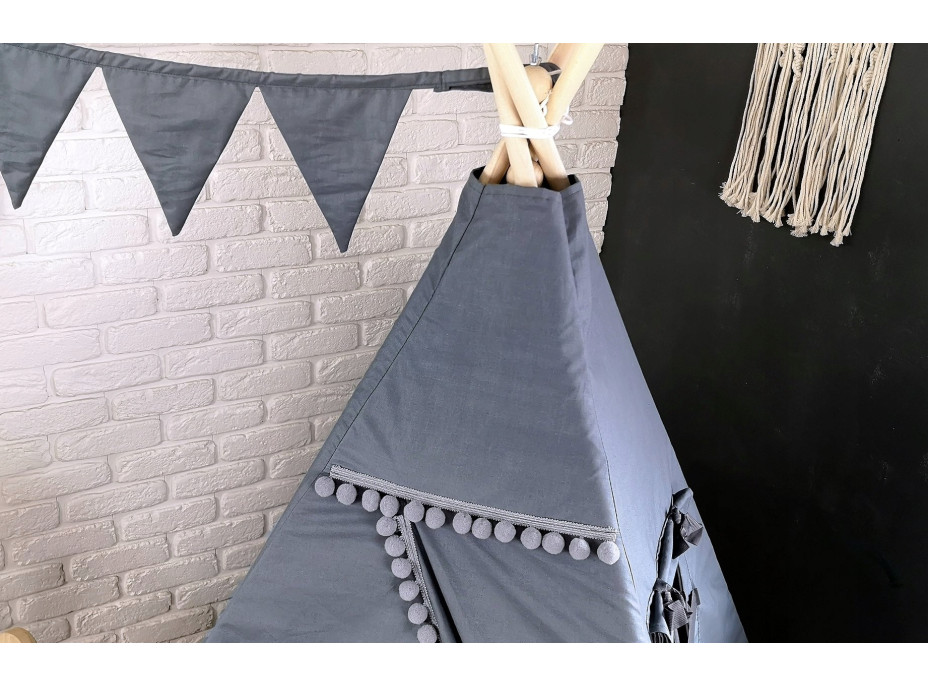 Dětský stan TEEPEE (TÝPÍ) SUPERIOR s doplňky - GRAFITOVÝ
