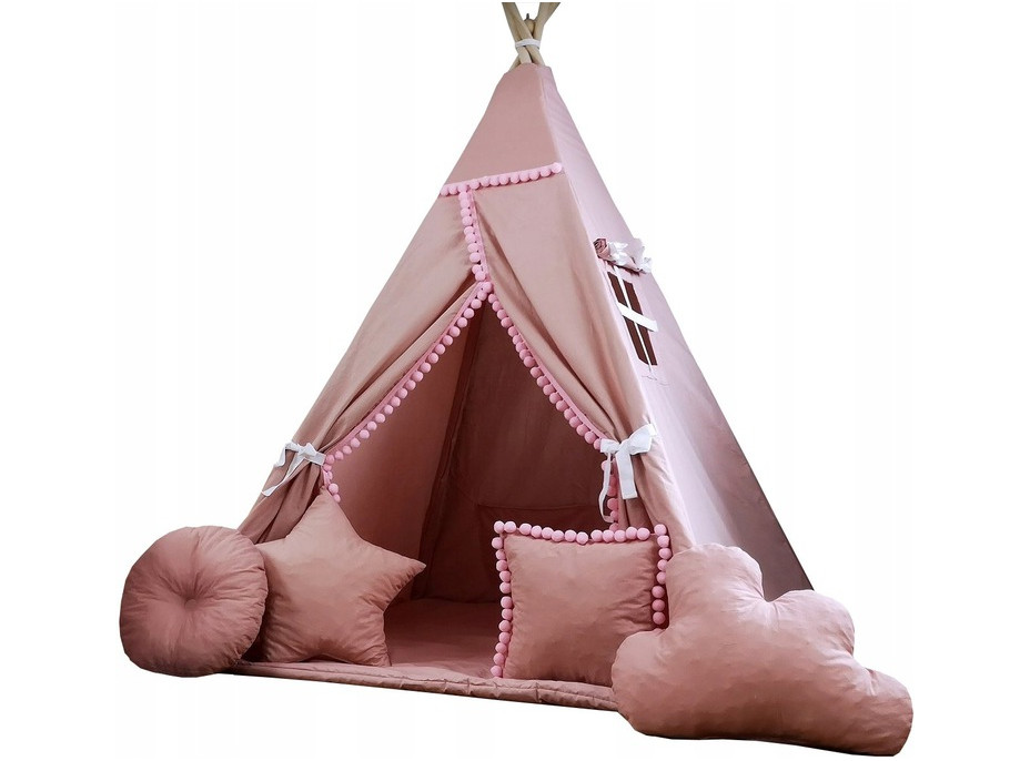 Dětský stan TEEPEE (TÝPÍ) SUPERIOR s doplňky - RŮŽOVÝ