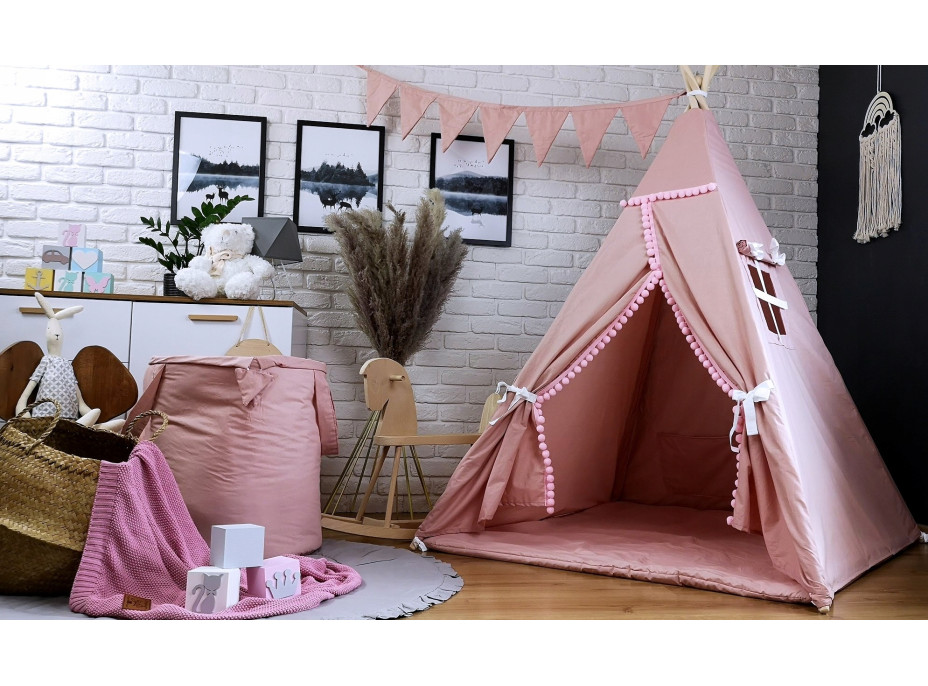 Dětský stan TEEPEE (TÝPÍ) SUPERIOR s doplňky - RŮŽOVÝ