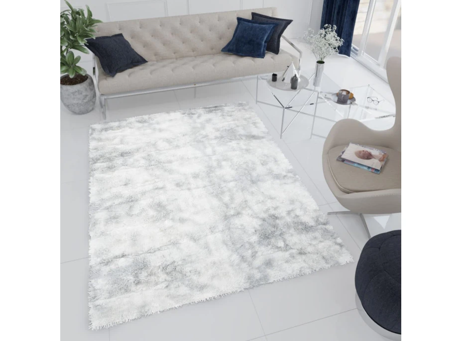 Plyšový koberec SILK Ombre - STŘÍBRNÝ