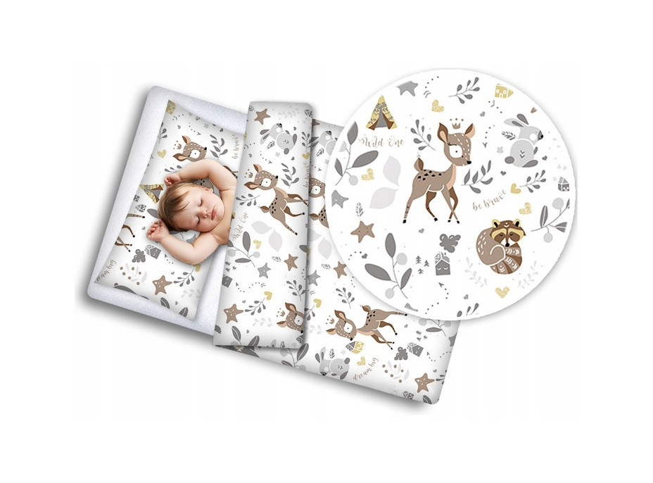 Dětské bavlněné povlečení do postýlky 135x100 cm BABYMAM PREMIUM - Srneček a přátelé