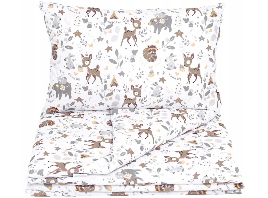 Dětské bavlněné povlečení do postýlky 135x100 cm BABYMAM PREMIUM - Srneček a přátelé