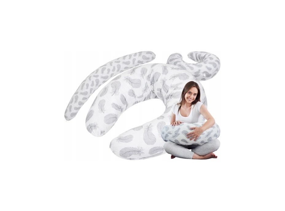 Kojicí polštář BABYMAM PREMIUM - Peříčka s bílou