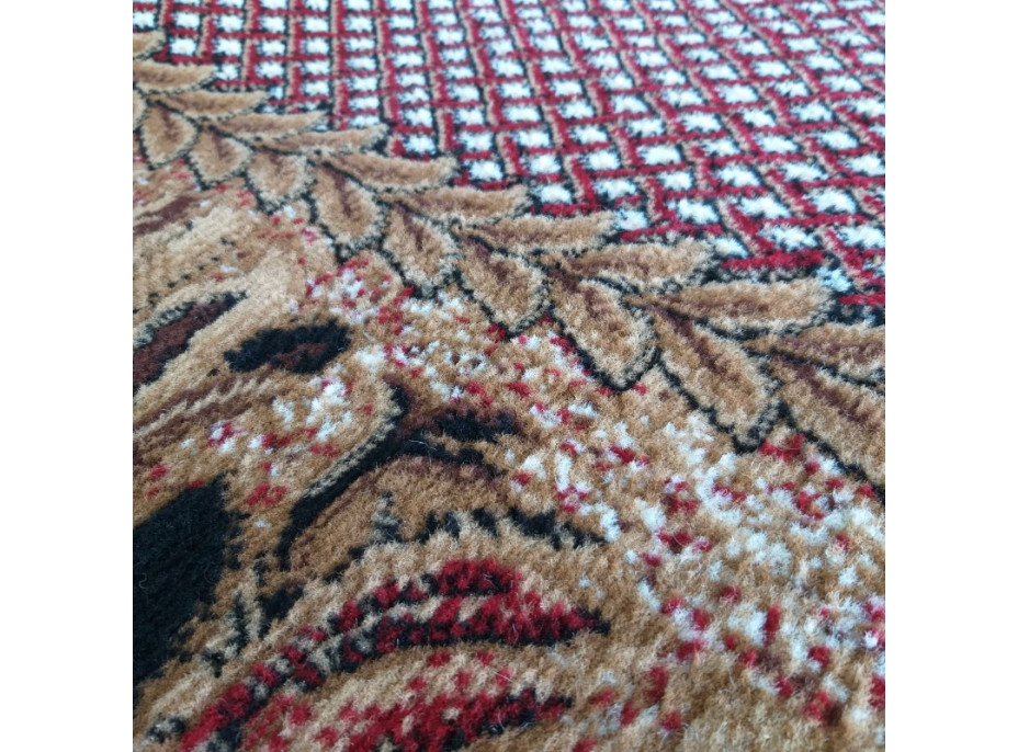 Kusový koberec ALPHA Flower - hnědý/červený