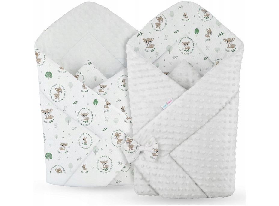 Oboustranná zavinovačka pro miminka 80x80 cm BABYMAM PREMIUM - Srnečky s bílou minky