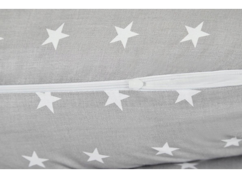 Těhotenský a kojicí polštář BABYMAM PREMIUM 300 cm 3v1 - Bílé hvězdičky s šedou