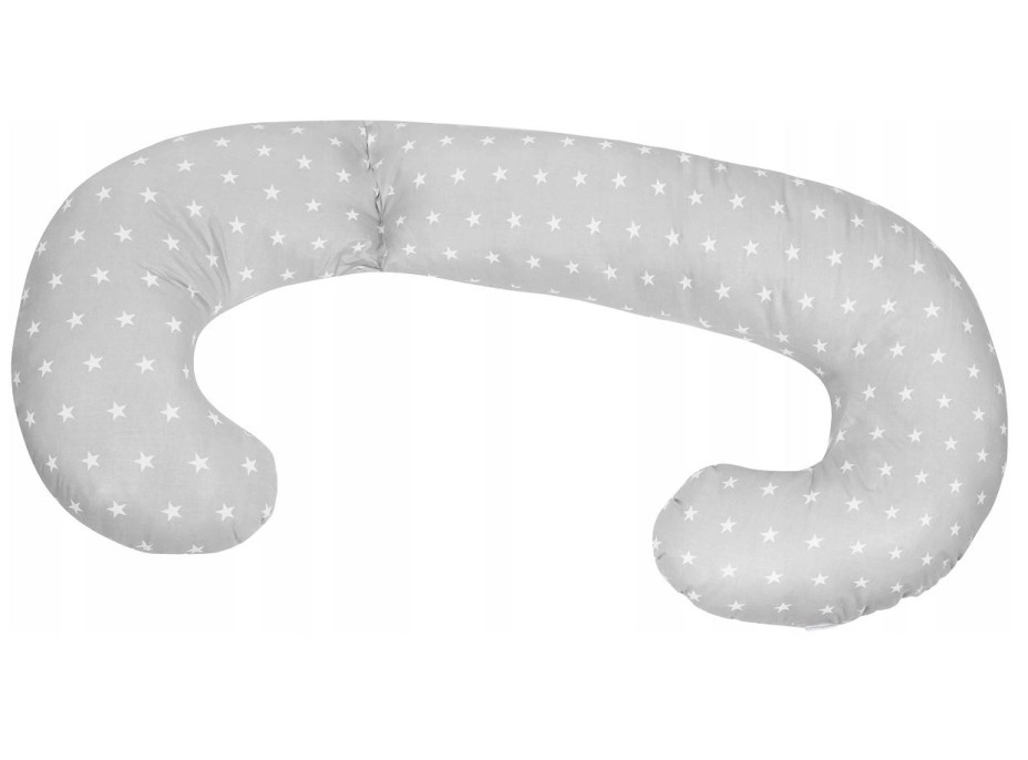 Těhotenský a kojicí polštář BABYMAM PREMIUM 300 cm 3v1 - Bílé hvězdičky s šedou