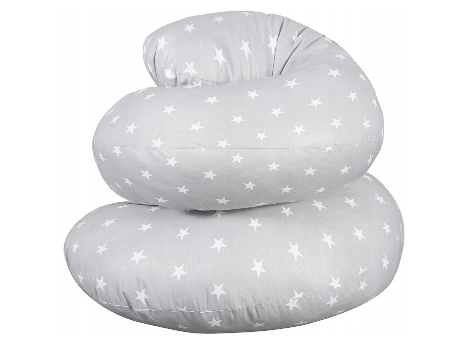 Těhotenský a kojicí polštář BABYMAM PREMIUM 300 cm 3v1 - Bílé hvězdičky s šedou