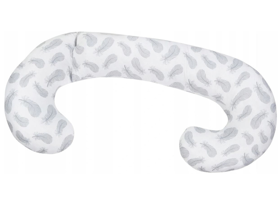 Těhotenský a kojicí polštář BABYMAM PREMIUM 300 cm 3v1 - Peříčka s bílou