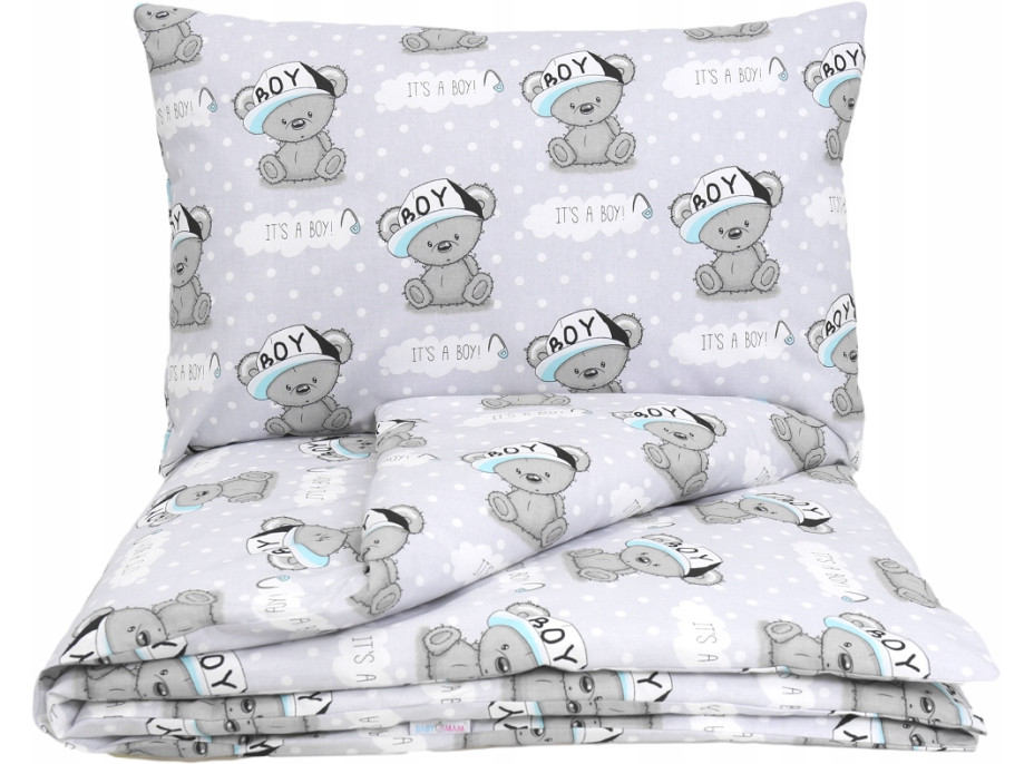Dětské bavlněné povlečení do postýlky 120x90 cm BABYMAM PREMIUM - Medvídek Little boy