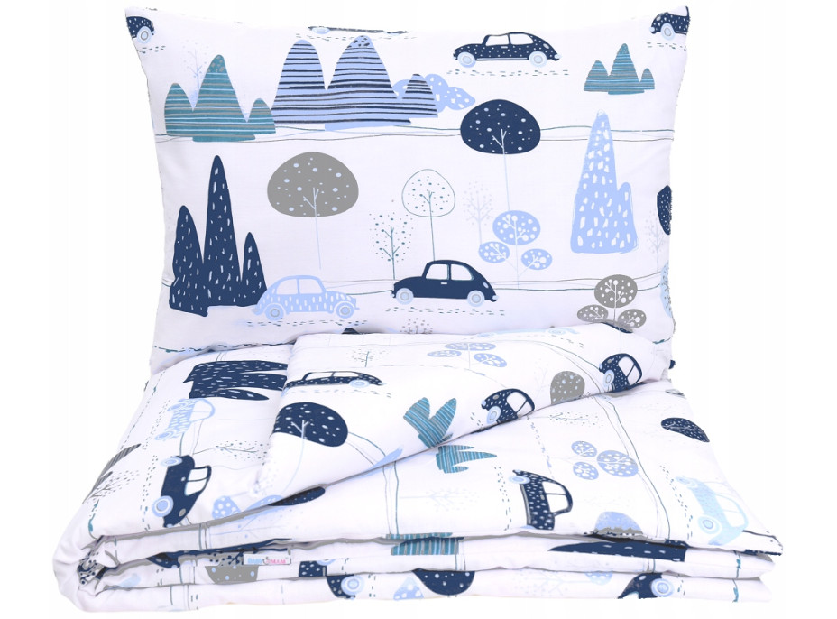 Dětské bavlněné povlečení do postýlky 120x90 cm BABYMAM PREMIUM - Retro autíčka