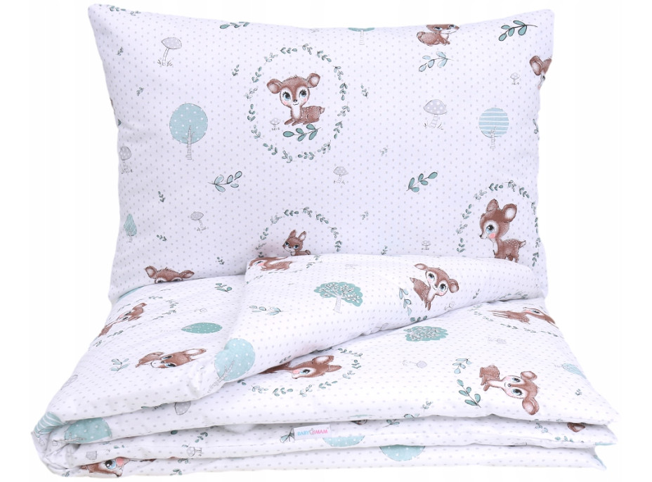 Dětské bavlněné povlečení do postýlky 120x90 cm BABYMAM PREMIUM - Srnečky