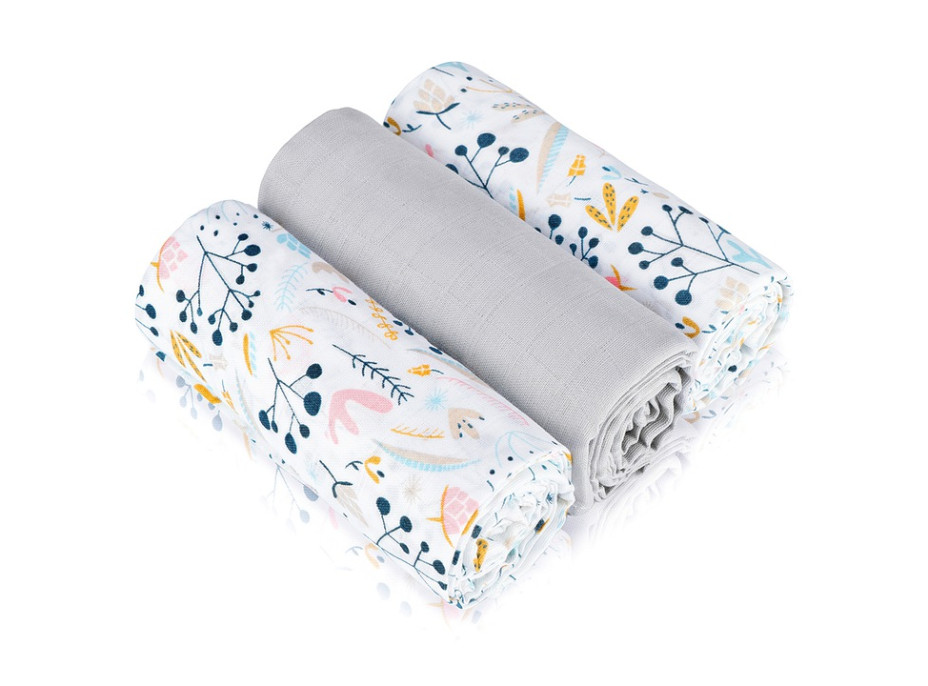 Dětské mušelínové pleny BABY 70x80 cm - sada 3 ks - Jeřabiny