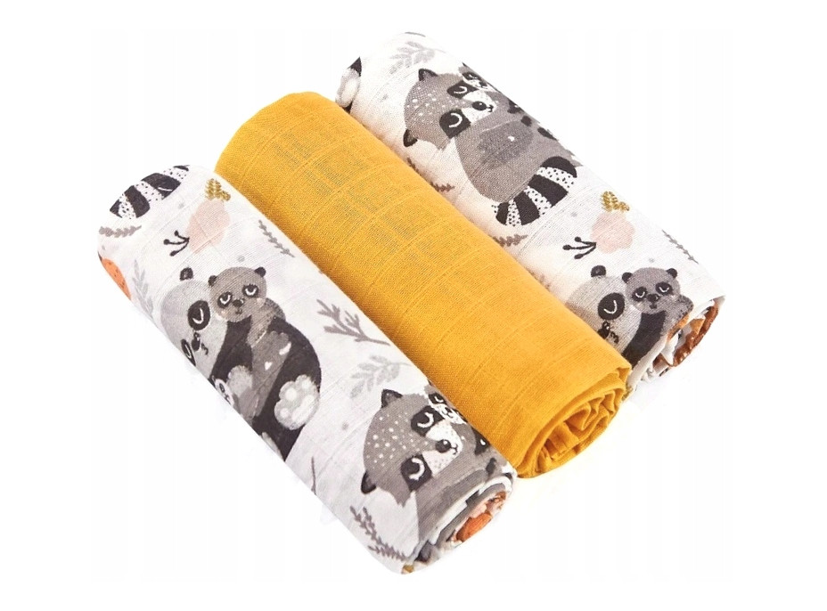 Dětské mušelínové pleny BABYMAM PREMIUM 70x75 cm - sada 3 ks - Medvídci