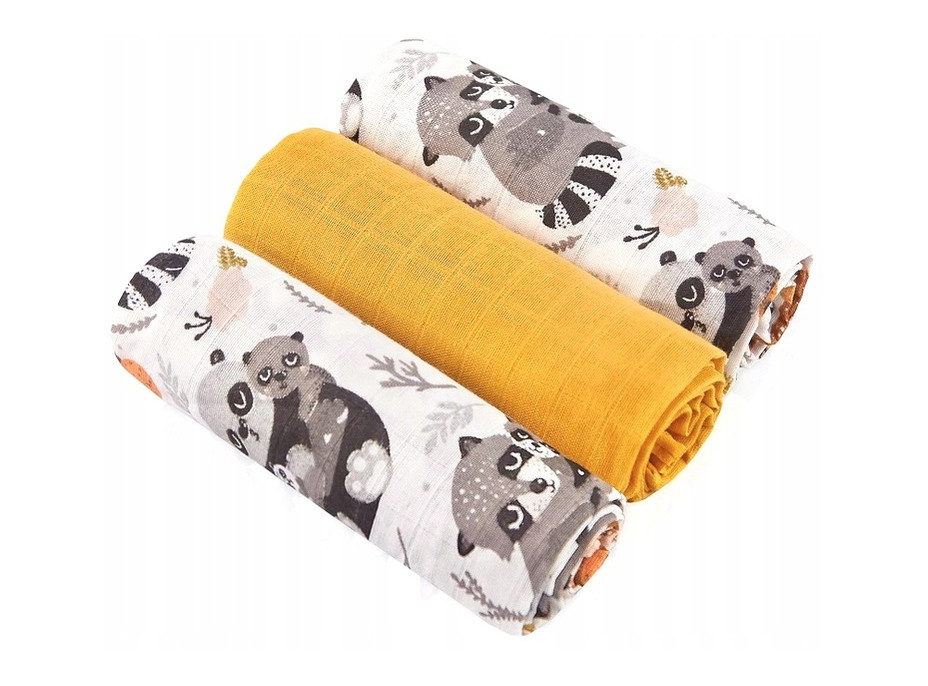 Dětské mušelínové pleny BABYMAM PREMIUM 70x75 cm - sada 3 ks - Medvídci