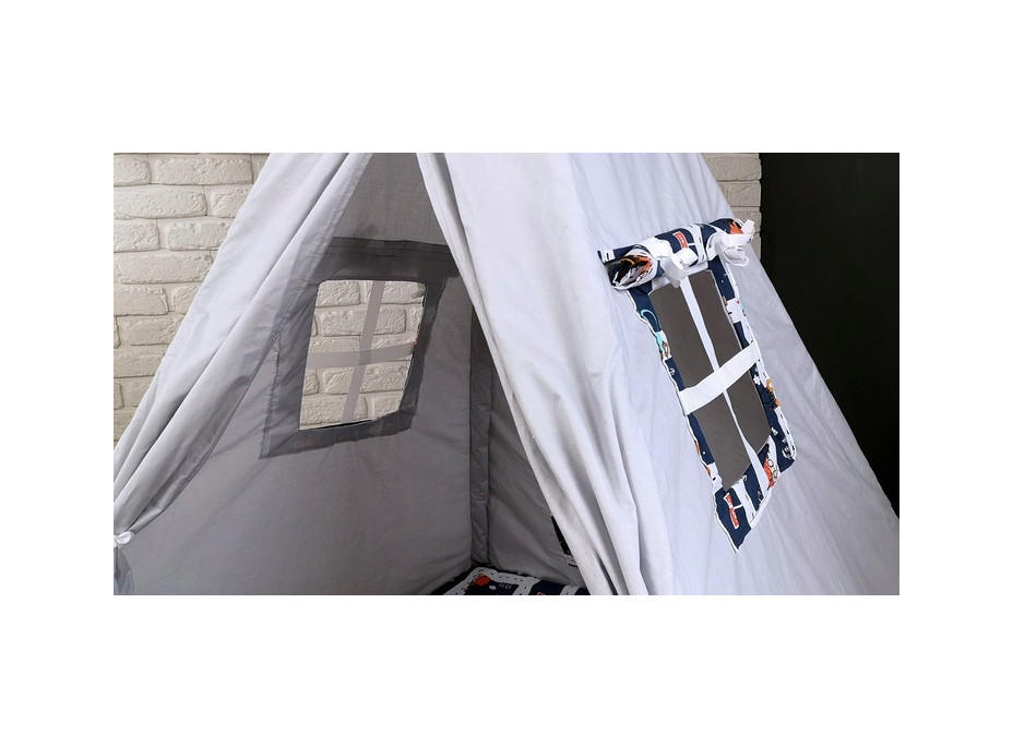 Dětský stan TEEPEE (TÝPÍ) MĚSTEČKO s doplňky - šedý
