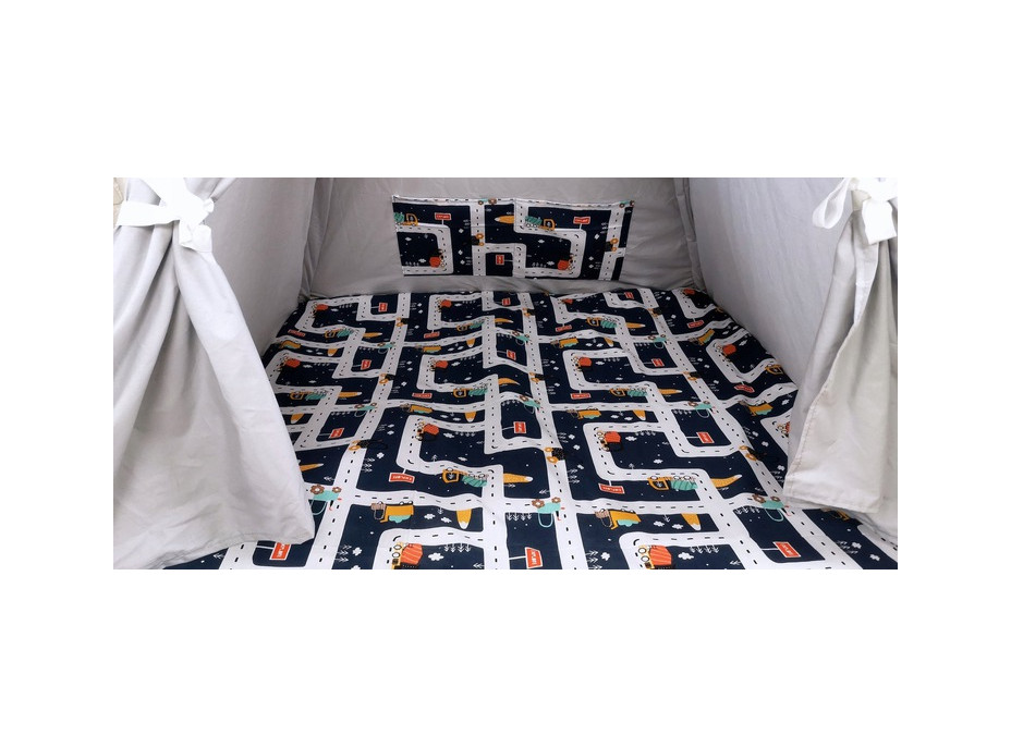 Dětský stan TEEPEE (TÝPÍ) MĚSTEČKO s doplňky - šedý