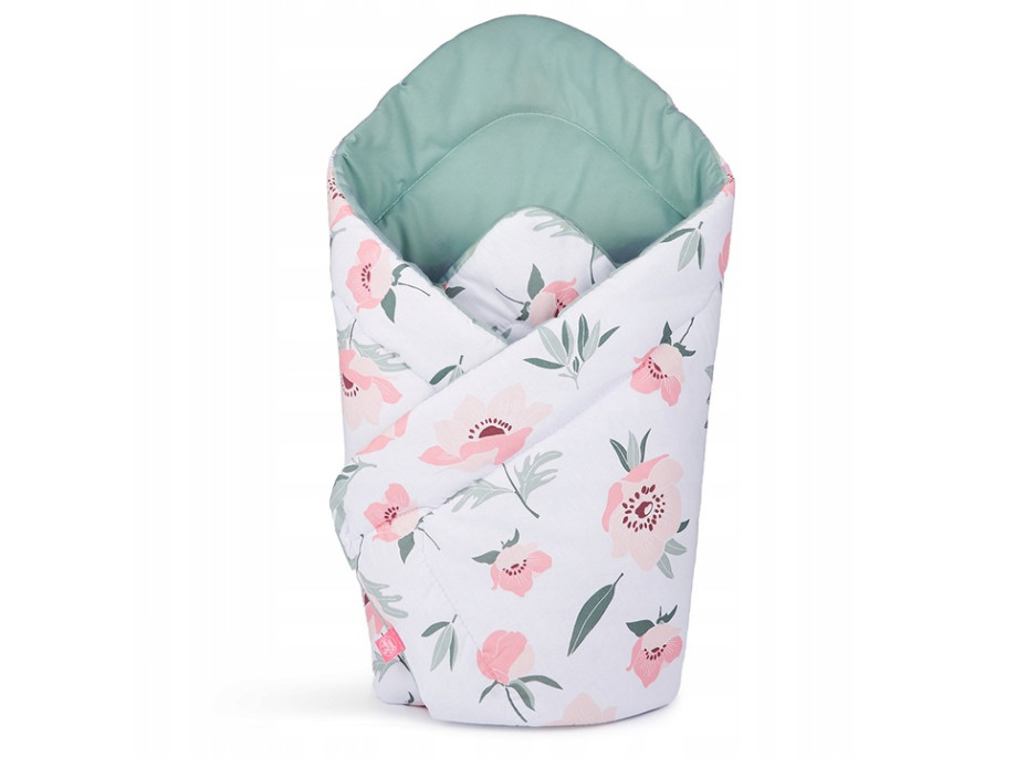 Oboustranná zavinovačka pro miminka 80x80 cm BABY - Květy/zelená