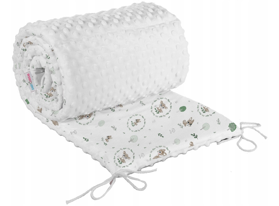 Ochranný mantinel do postýlky 180x30 cm BABYMAM PREMIUM - Srnečky s bílou minky