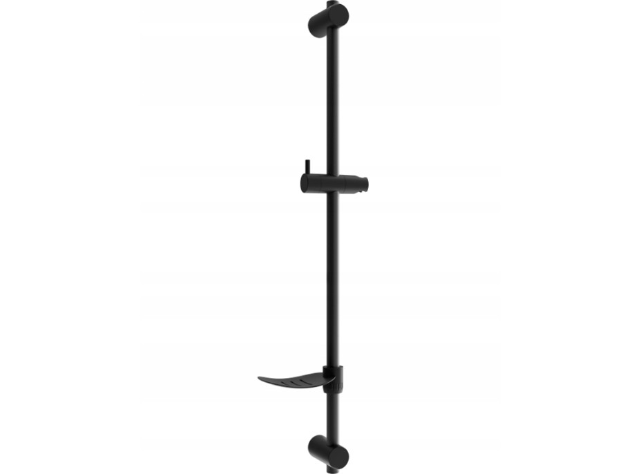 Sprchová kovová tyč s držákem na ruční sprchu a mýdlo MEXEN DF - 80 cm - černá matná, 79382-70