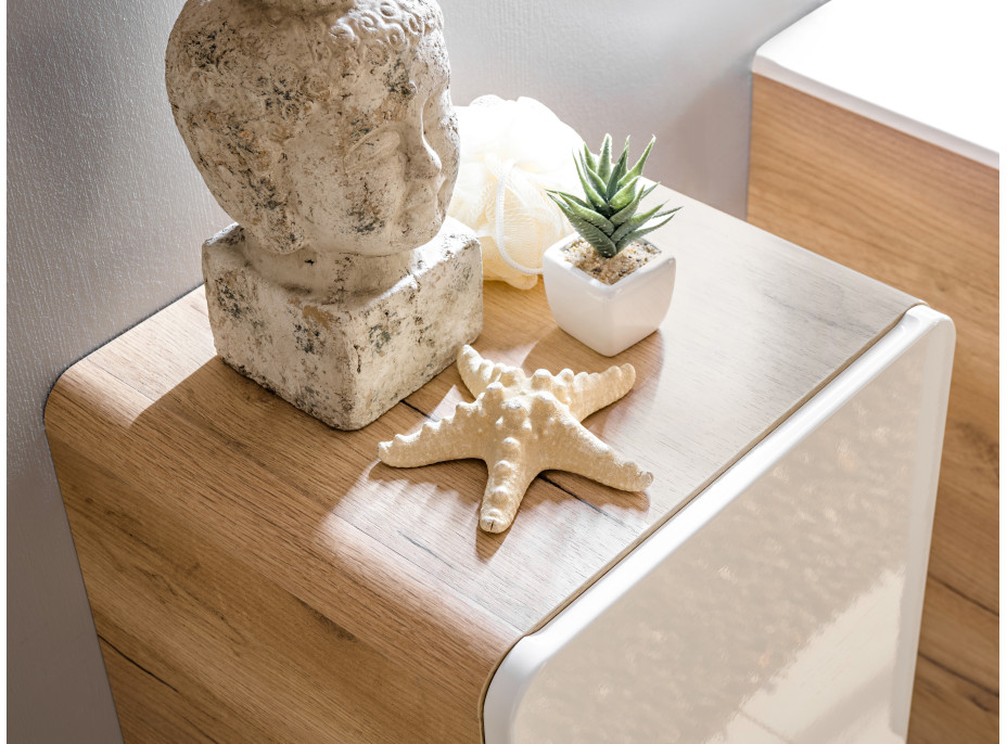 Sestava koupelnového nábytku BÁRA 40 cm s úzkou umyvadlovou skříňkou vč. keramického umyvadla bez přepadu