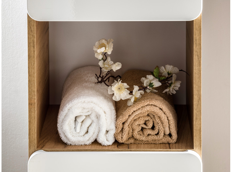 Sestava koupelnového nábytku BÁRA 40 cm s úzkou umyvadlovou skříňkou vč. keramického umyvadla bez přepadu