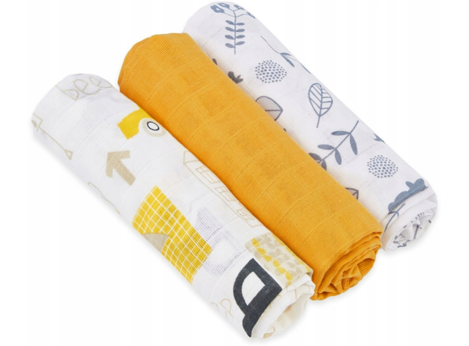 Dětské mušelínové pleny BABYMAM PREMIUM 70x75 cm - sada 3 ks - Slunečné město