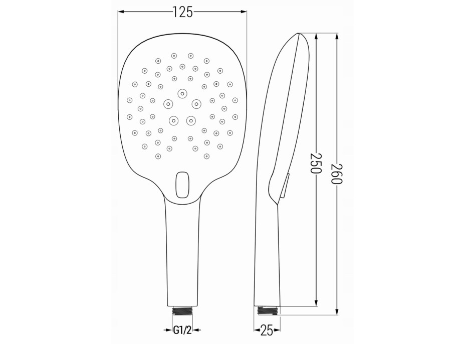 Ruční sprchová hlavice MEXEN R-22 - 3 funkce - 250x125 mm - černá, 79522-70