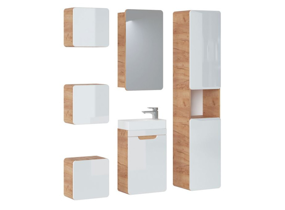 Sestava koupelnového nábytku BÁRA 40 cm s úzkou umyvadlovou skříňkou vč. keramického umyvadla bez přepadu