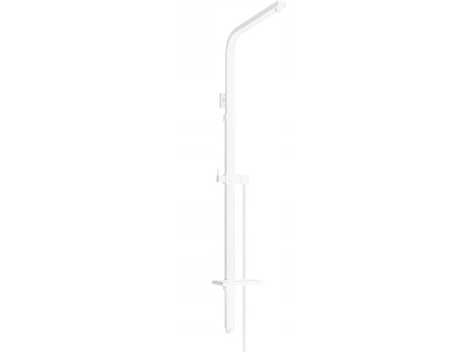 Sprchová kovová tyč s držákem na ruční sprchu, dešťovou hlavici a mýdlo MEXEN Q - 93-125 cm - bílá + hadice 150 cm, 79395-20