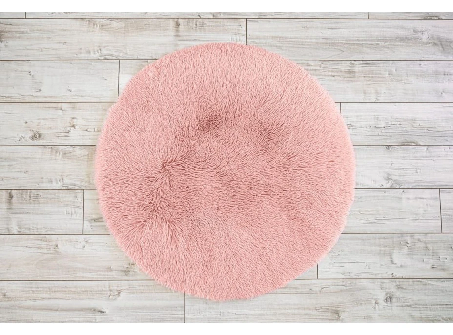 Plyšový kulatý koberec SOFT 70 cm - růžový