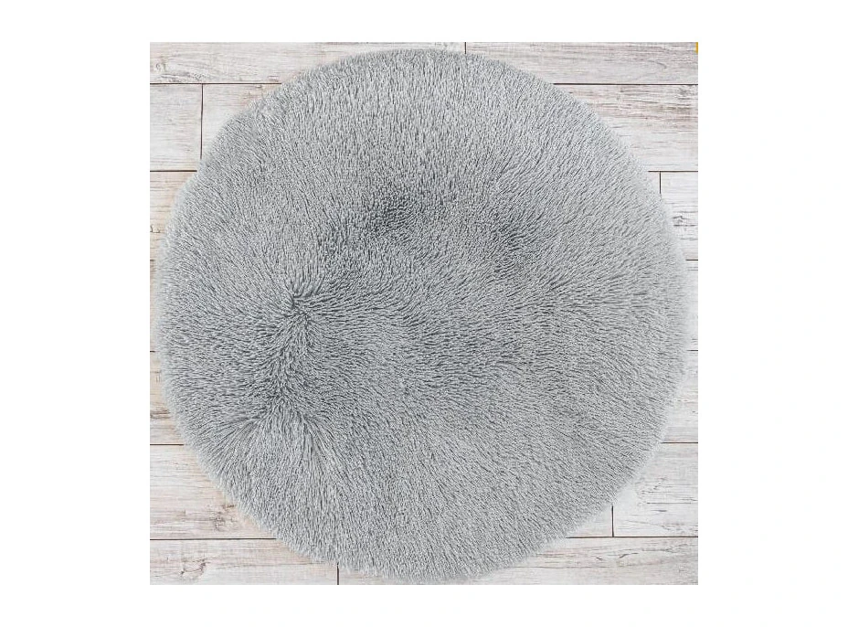 Plyšový kulatý koberec SOFT 70 cm - šedý