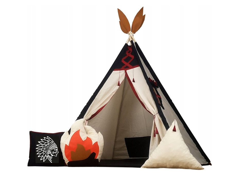 Dětský stan TEEPEE (TÝPÍ) INDIÁN s doplňky - béžový