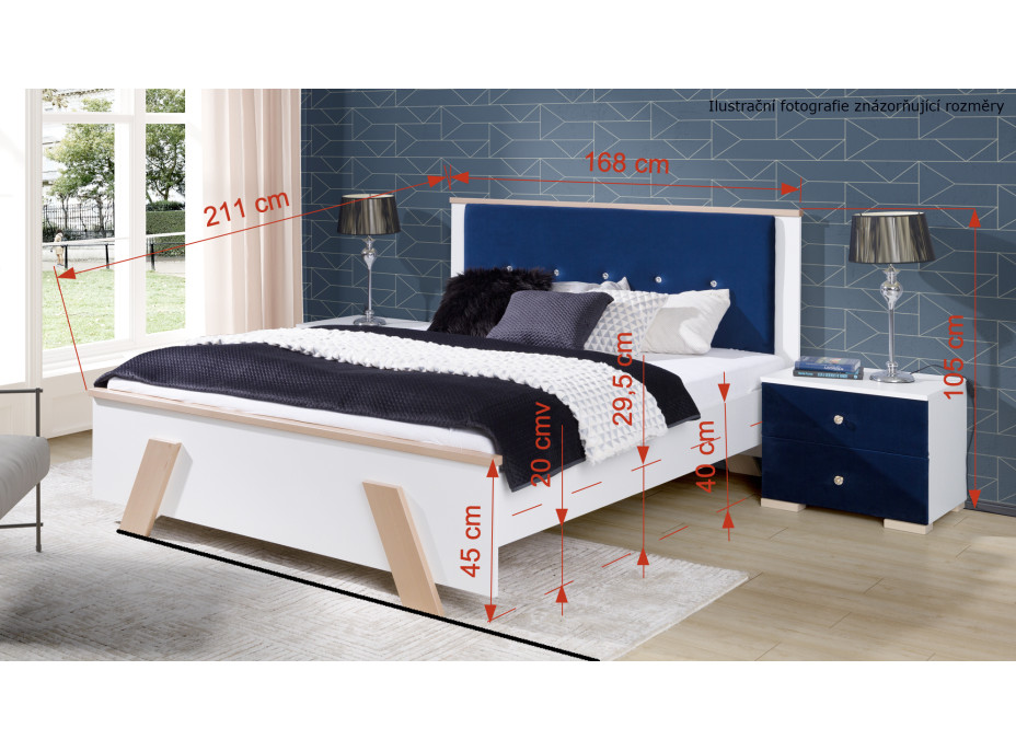 Postel ZARA 200x160 cm bílá/přírodní buk