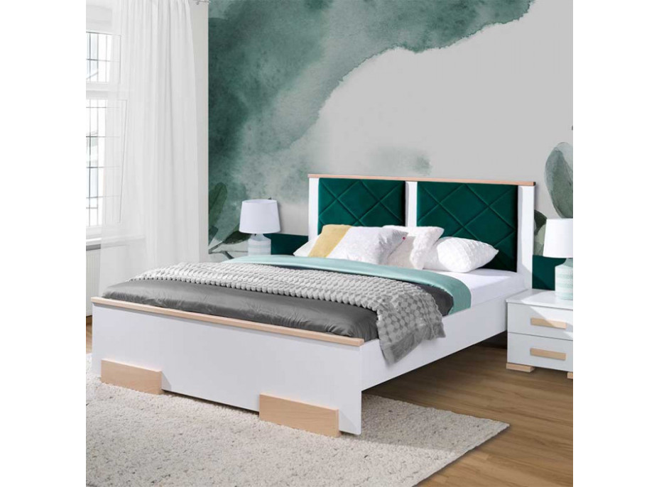 Postel ZARA 200x160 cm bílá/přírodní buk