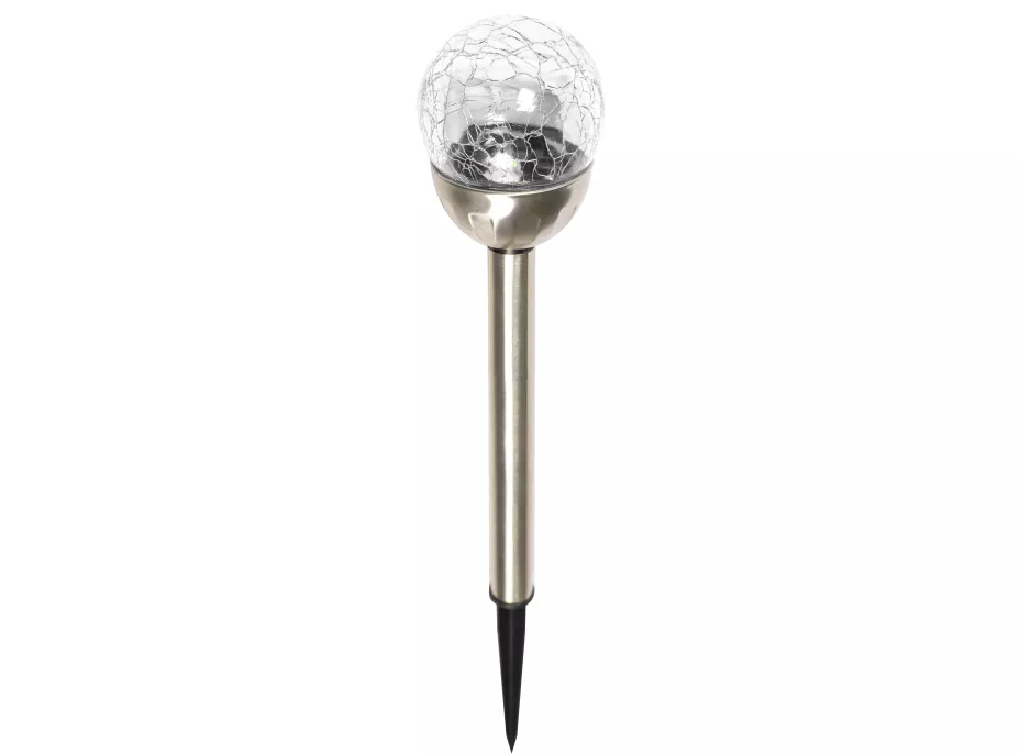 Zahradní LED solární lampa do země BALL 35x6 cm - stříbrná