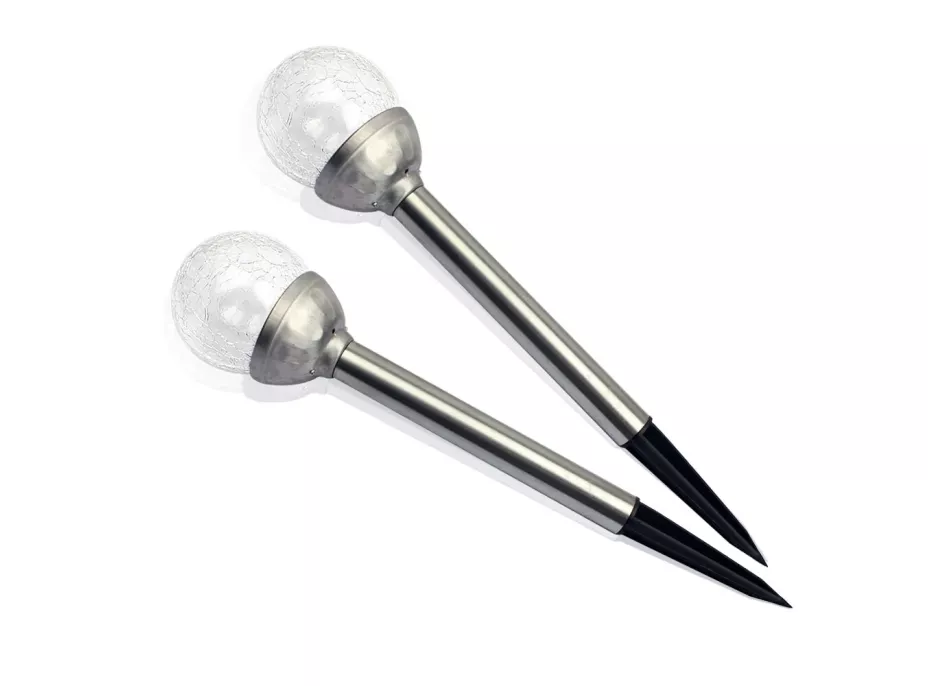 Zahradní LED solární lampa do země BALL 35x6 cm - stříbrná