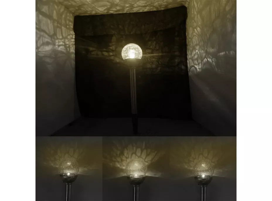 Zahradní LED solární lampa do země BALL 35x6 cm - stříbrná