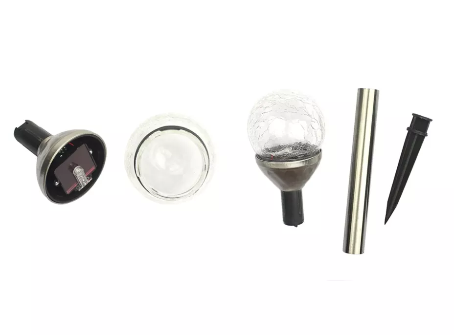 Zahradní LED solární lampa do země BALL 35x6 cm - stříbrná