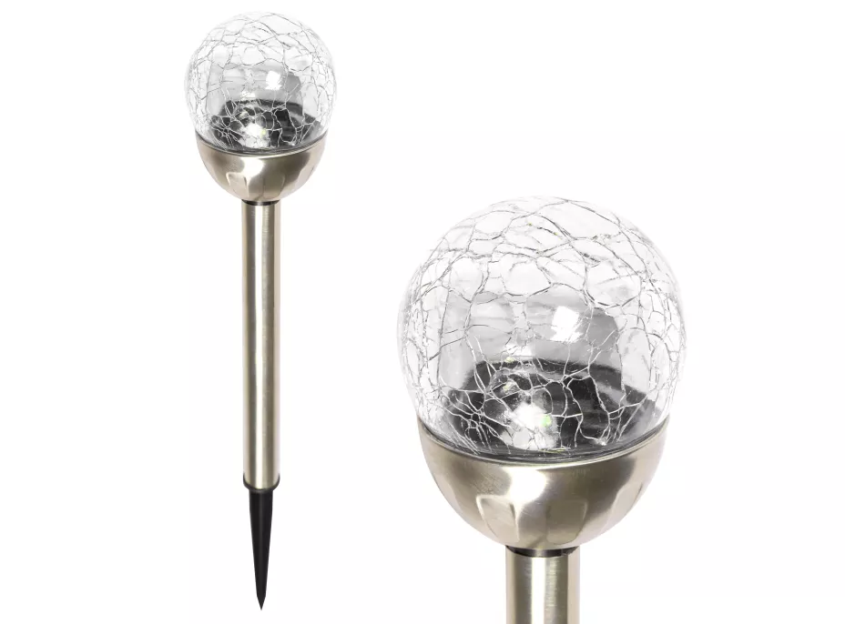 Zahradní LED solární lampa do země BALL 35x6 cm - stříbrná
