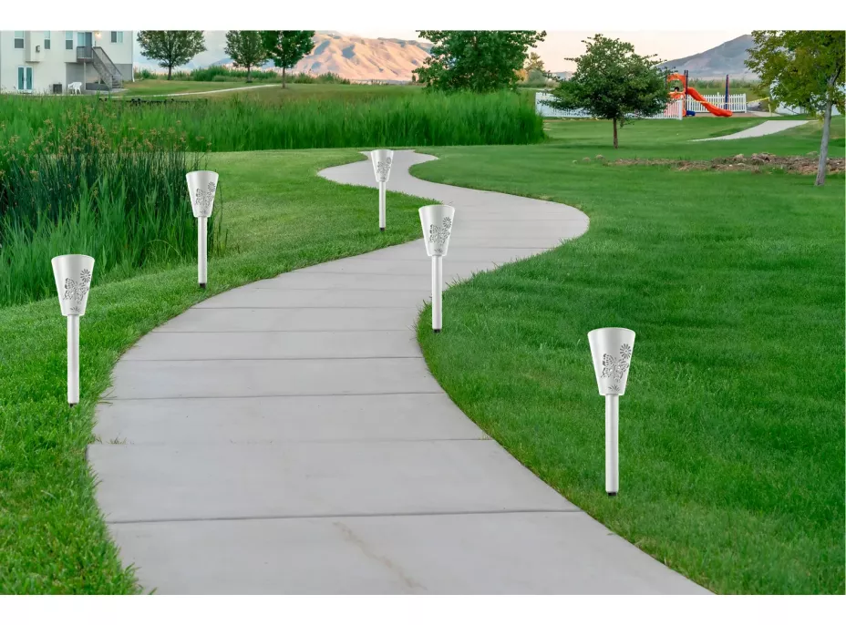 Zahradní LED solární lampa do země BUTTERFLY 37x7,5 cm - bílá