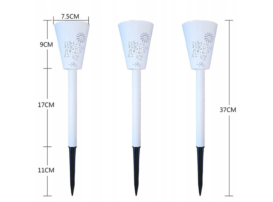 Zahradní LED solární lampa do země BUTTERFLY 37x7,5 cm - bílá