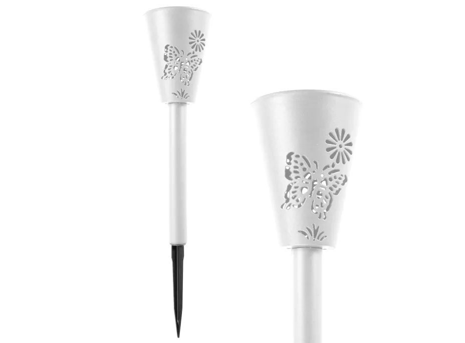 Zahradní LED solární lampa do země BUTTERFLY 37x7,5 cm - bílá